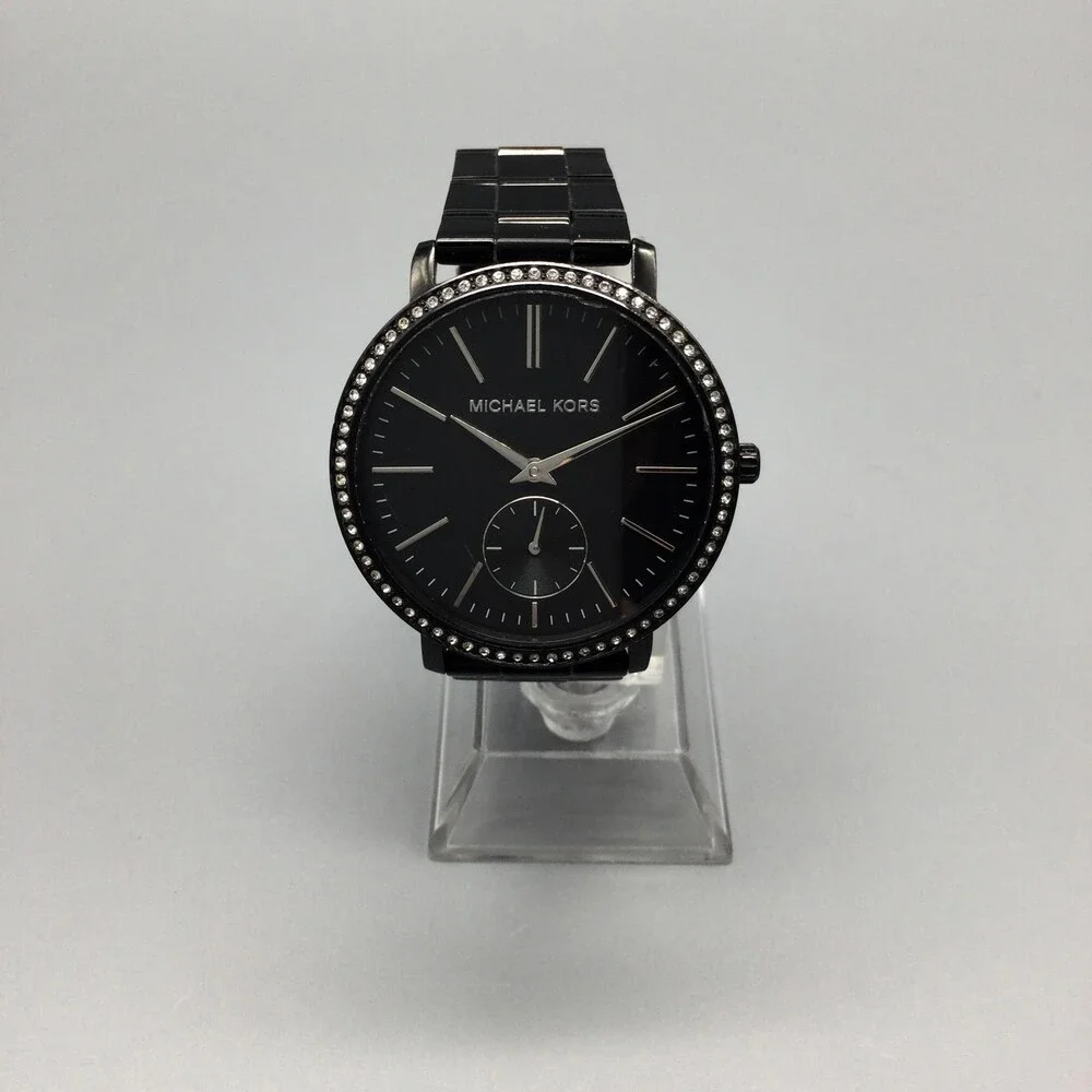 Michael Kors Jaryn Womens Watch 38mm Black Dial Crystals MK-3546 New Battery 6" - Picture 2 of 15